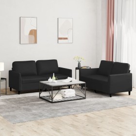 2-teilige Sofagarnitur aus schwarzem Kunstleder mit Kissen von , Sofas - Ref: Foro24-3201750, Preis: 412,08 €, Rabatt: %