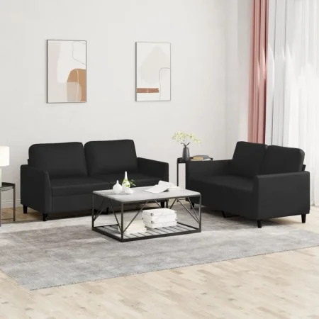 2-piece black synthetic leather sofa set with cushions by , Sofas - Ref: Foro24-3201750, Price: 405,86 €, Discount: %