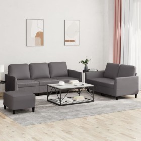 Juego de sofás con cojines 3 piezas cuero sintético gris de , Sofás - Ref: Foro24-3201767, Precio: 501,70 €, Descuento: %