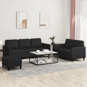 3-teilige Sofagarnitur aus schwarzem Kunstleder mit Kissen von , Sofas - Ref: Foro24-3201765, Preis: 509,63 €, Rabatt: %