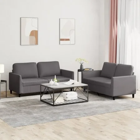 Gray synthetic leather 2-piece sofa set with cushions by , Sofas - Ref: Foro24-3201752, Price: 363,68 €, Discount: %