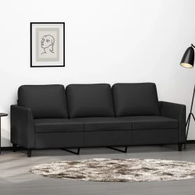 3-seater sofa in black synthetic leather 180 cm by , Sofas - Ref: Foro24-359338, Price: 277,07 €, Discount: %