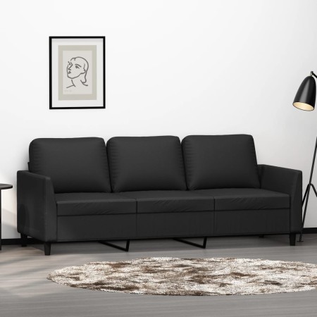 3-seater sofa in black synthetic leather 180 cm by , Sofas - Ref: Foro24-359338, Price: 278,65 €, Discount: %