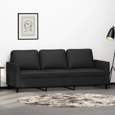 3-seater sofa in black synthetic leather 180 cm by , Sofas - Ref: Foro24-359338, Price: 277,07 €, Discount: %
