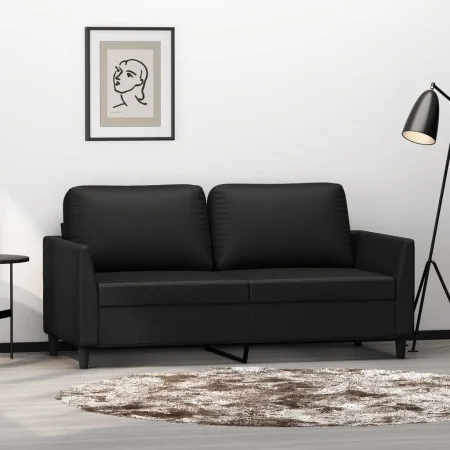 2-seater sofa in black synthetic leather 140 cm by , Sofas - Ref: Foro24-359333, Price: 219,25 €, Discount: %