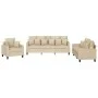 Sofa set with cushions 3 pieces cream fabric by , Sofas - Ref: Foro24-3201634, Price: 621,00 €, Discount: %