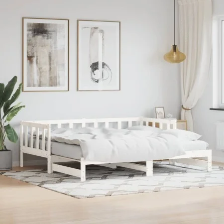 Sofá cama nido madera maciza de pino blanco 90x200 cm de , Camas y somieres - Ref: Foro24-836157, Precio: 180,45 €, Descuento: %