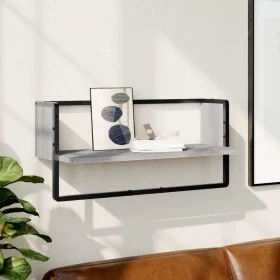 Sonoma gray wall shelf with bar 65x25x30 cm by , Shelves and shelves - Ref: Foro24-836291, Price: 21,33 €, Discount: %