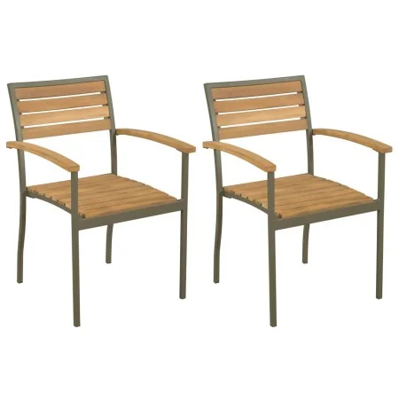 Stapelbare Gartenstühle 2 Stück aus massivem Akazienholz und Stahl von vidaXL, Gartenstühle - Ref: Foro24-44236, Preis: 191,4...