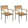 Sillas apilables de jardín 2 uds madera maciza acacia y acero de vidaXL, Sillas de jardín - Ref: Foro24-44236, Precio: 195,98...
