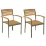 Stapelbare Gartenstühle 2 Stück aus massivem Akazienholz und Stahl von vidaXL, Gartenstühle - Ref: Foro24-44236, Preis: 191,4...