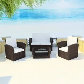 4-piece garden furniture set and brown synthetic rattan cushions by vidaXL, Garden sets - Ref: Foro24-42641, Price: 351,61 €,...
