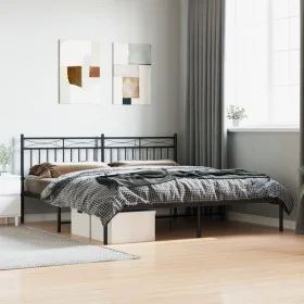 Bed frame with black metal headboard 180x200 cm by , Beds and slatted bases - Ref: Foro24-373695, Price: 104,37 €, Discount: %