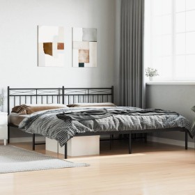 Bed frame with black metal headboard 193x203 cm by , Beds and slatted bases - Ref: Foro24-373697, Price: 104,41 €, Discount: %