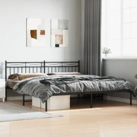 Bettgestell mit schwarzem Metallkopfteil 193x203 cm von , Betten und Lattenroste - Ref: Foro24-373697, Preis: 102,98 €, Rabat...