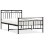 Bed frame with headboard and black metal footboard 100x200cm by , Beds and slatted bases - Ref: Foro24-373704, Price: 76,25 €...