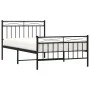 Bed frame with headboard and black metal footboard 100x200cm by , Beds and slatted bases - Ref: Foro24-373704, Price: 76,25 €...