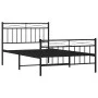 Bed frame with headboard and black metal footboard 100x200cm by , Beds and slatted bases - Ref: Foro24-373704, Price: 76,25 €...