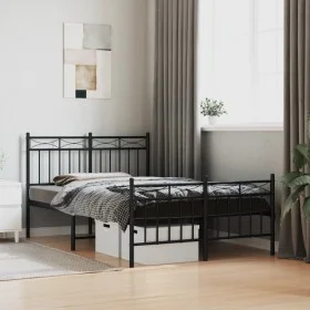 Bed frame with headboard and footboard black metal 120x190 cm by , Beds and slatted bases - Ref: Foro24-373706, Price: 94,94 ...