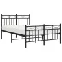 Bed frame with headboard and footboard black metal 120x190 cm by , Beds and slatted bases - Ref: Foro24-373706, Price: 94,94 ...