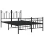 Bed frame with headboard and footboard black metal 120x190 cm by , Beds and slatted bases - Ref: Foro24-373706, Price: 94,94 ...