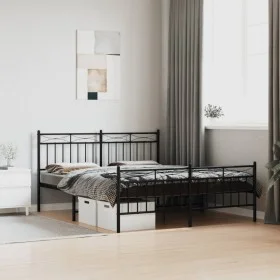 Black metal headboard and footboard bed frame 160x200 cm by , Beds and slatted bases - Ref: Foro24-373712, Price: 122,80 €, D...