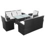 5-teiliges Gartensofa-Set und schwarze synthetische Rattankissen von vidaXL, Gartensets - Ref: Foro24-43972, Preis: 875,27 €,...