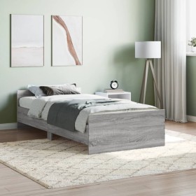 Sonoma gray engineered wood bed frame 100x200 cm by , Beds and slatted bases - Ref: Foro24-835937, Price: 90,30 €, Discount: %