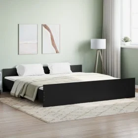 Bed frame with black headboard and footboard 200x200cm by , Beds and slatted bases - Ref: Foro24-3203734, Price: 145,10 €, Di...