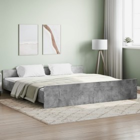 Concrete gray bed frame with headboard and footboard 200x200cm by , Beds and slatted bases - Ref: Foro24-3203736, Price: 132,...