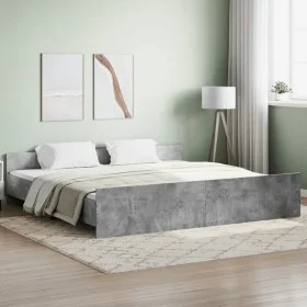 Concrete gray bed frame with headboard and footboard 200x200cm by , Beds and slatted bases - Ref: Foro24-3203736, Price: 128,...