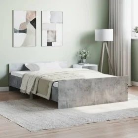 Concrete gray bed frame with headboard and footboard 120x200cm by , Beds and slatted bases - Ref: Foro24-3203743, Price: 133,...