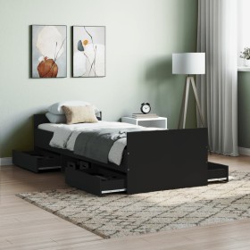 Estructura de cama con cabecero piecero negro 75x190 cm de , Camas y somieres - Ref: Foro24-3203818, Precio: 134,13 €, Descue...