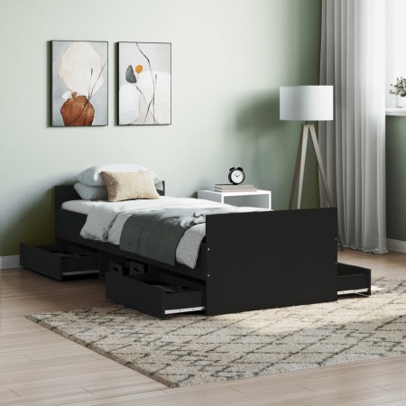 Bettgestell mit schwarzem Kopf- und Fußteil 75x190 cm von , Betten und Lattenroste - Ref: Foro24-3203818, Preis: 134,13 €, Ra...