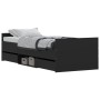 Bed frame with black headboard and footboard 75x190 cm by , Beds and slatted bases - Ref: Foro24-3203818, Price: 134,13 €, Di...