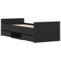 Bed frame with black headboard and footboard 75x190 cm by , Beds and slatted bases - Ref: Foro24-3203818, Price: 134,13 €, Di...