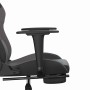 Silla gaming de masaje y reposapiés cuero sintético negro gris