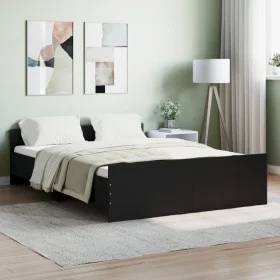 Bed frame with headboard and footboard black 140x190 cm by , Beds and slatted bases - Ref: Foro24-3203783, Price: 156,40 €, D...