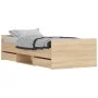Bettgestell mit Kopfteil und Fußteil aus Sonoma-Eiche 90x200 cm von , Betten und Lattenroste - Ref: Foro24-3203805, Preis: 14...