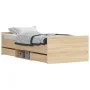Bettgestell mit Kopfteil und Fußteil aus Sonoma-Eiche 90x200 cm von , Betten und Lattenroste - Ref: Foro24-3203805, Preis: 14...