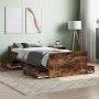 Bed frame with smoked oak headboard and footboard 90x200cm by , Beds and slatted bases - Ref: Foro24-3203807, Price: 212,77 €...