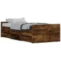 Bed frame with smoked oak headboard and footboard 90x200cm by , Beds and slatted bases - Ref: Foro24-3203807, Price: 212,77 €...