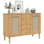 SENJA sideboard rattan look brown pine wood 112x40x80 cm by , Sideboards - Ref: Foro24-358025, Price: 143,07 €, Discount: %