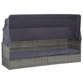 Garden bed with awning 205x62 cm gray synthetic rattan by vidaXL, Loungers - Ref: Foro24-43962, Price: 259,24 €, Discount: %
