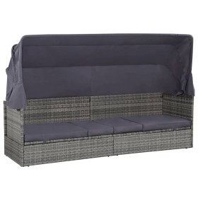 Gartenbett mit Markise 205 x 62 cm, graues synthetisches Rattan von vidaXL, Liegen - Ref: Foro24-43962, Preis: 262,78 €, Raba...