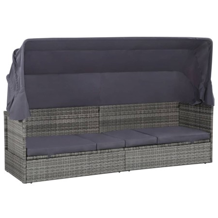 Garden bed with awning 205x62 cm gray synthetic rattan by vidaXL, Loungers - Ref: Foro24-43962, Price: 262,00 €, Discount: %