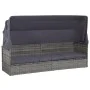 Cama de jardín con toldo 205x62 cm ratán sintético gris de vidaXL, Tumbonas - Ref: Foro24-43962, Precio: 259,34 €, Descuento: %
