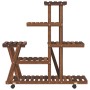 Soporte de flores con ruedas madera maciza abeto 95x25x101 cm