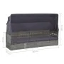 Cama de jardín con toldo 205x62 cm ratán sintético gris de vidaXL, Tumbonas - Ref: Foro24-43962, Precio: 259,34 €, Descuento: %