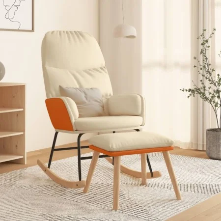 Rocking chair with footrest in cream white fabric by vidaXL, Rocking chairs - Ref: Foro24-3097403, Price: 149,54 €, Discount: %